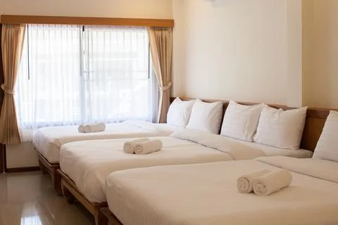 Interior standard room with bed Stock Photos