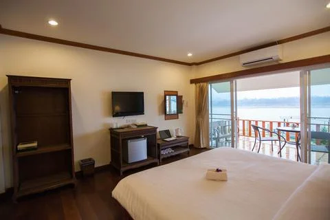 Interior standard room with bed Stock Photos