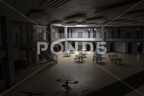 Interior of state prison with light in common area Stock Photos