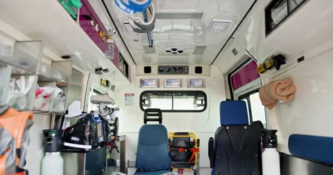The Interior of a Stateofthe Art Modern Ambulance Equipped with Essential Stock Footage 290836318