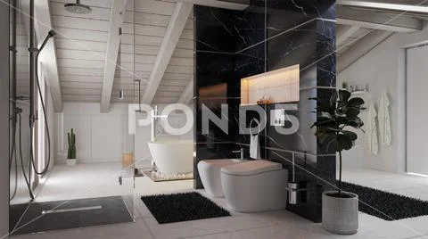 Interior study, lighting setting. 3d illustration Stock Illustration