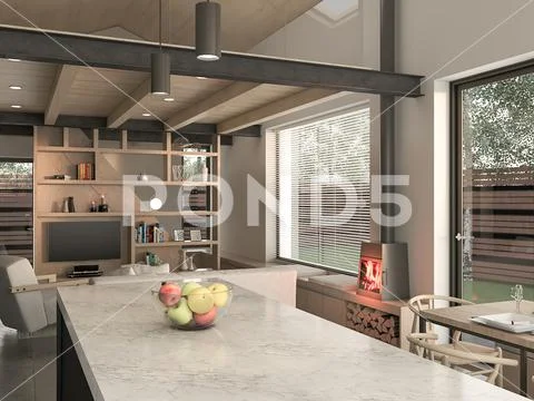 Interior study, lighting setting. 3d illustration Stock Illustration