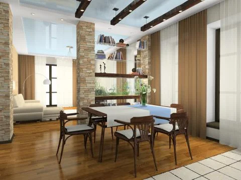 Interior of the stylish apartment Stock Illustration