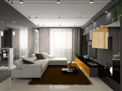 Interior of the stylish apartment Stock Illustration