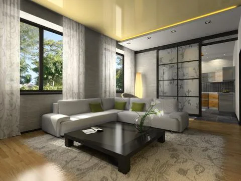 Interior of the stylish flat Stock Illustration