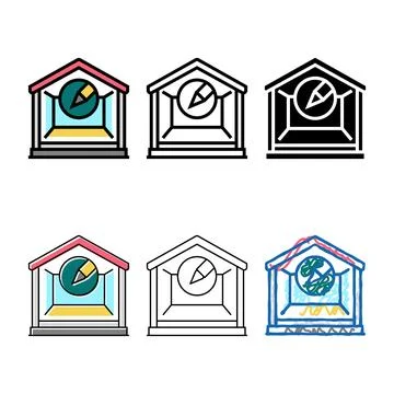 Interior stylized design room home color icon vector Stock Illustration