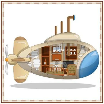 The interior of the submarine. Stock Illustration