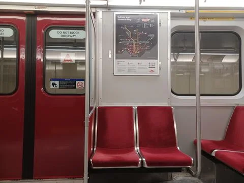 Interior of subway train car Stock Photos