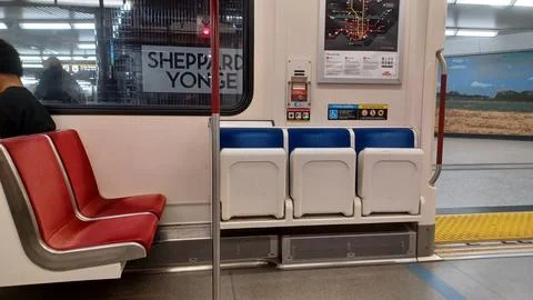 Interior of subway train car Stock Photos