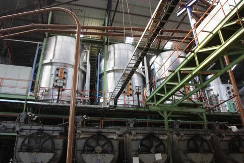 Interior of a sugar refinery Stock Photos