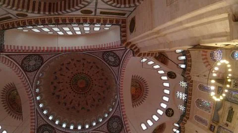 Interior of Suleymaniye Mosque Stock Photos