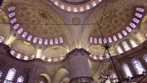 The interior of the Sultan Ahmed Mosque (Blue Mosque) Stock Footage 319725948