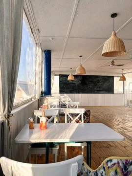 Interior of a summer cafe Stock Photos