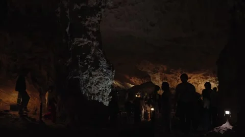 Interior of Sung Sot Cave in Ha Long Bay, Vietnam Stock Footage 329662834