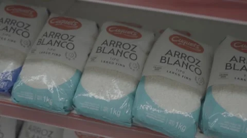 The interior of a supermarket in Buenos Aires, Argentina, and grains Video stock 345141653