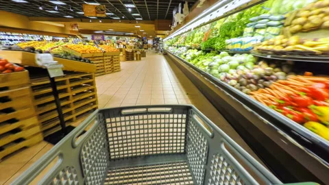 Interior of the supermarket. Video stock 137590215