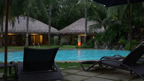 Interior swimming pool in the hotel Stock Footage 91329268