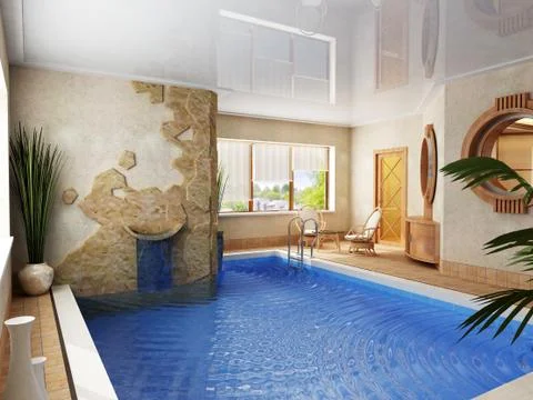 Interior of the swimming pool Stock Illustration
