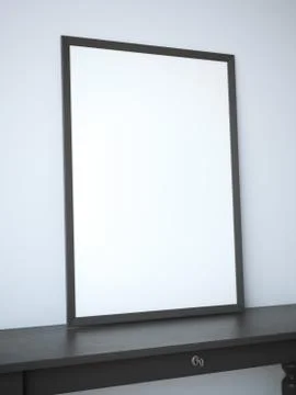 Interior with table and blank canvas. 3d rendering Ilustração Stock