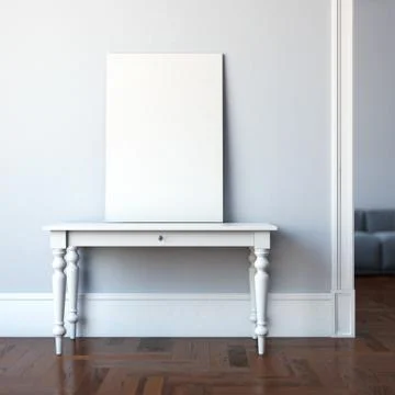 Interior with table and blank canvas. 3d rendering 库存插图