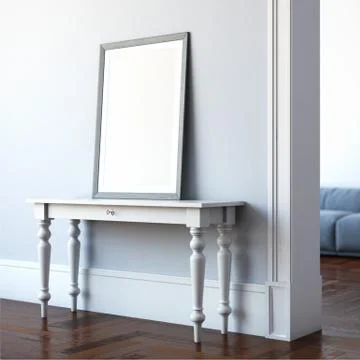 Interior with table and blank canvas. 3d rendering Illustrazione stock