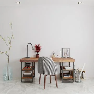 Interior with table and chair, 3d render Stock Illustration