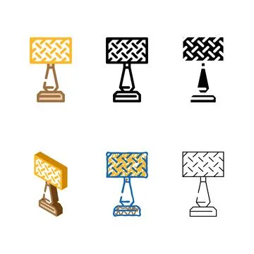Interior table lamp color icon minimal vector 库存插图