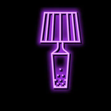 Interior table lamp neon glow icon illustration Illustrazione stock