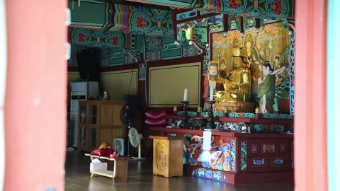 The interior of a temple Stock Footage 306034001