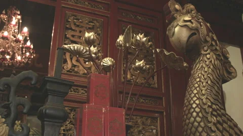 Interior Temple of the Jade Mountain on Sword Lake in Hanoi Stock Footage 48247431