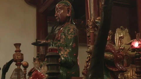 Interior Temple of the Jade Mountain on Sword Lake in Hanoi Stock Footage 48247568