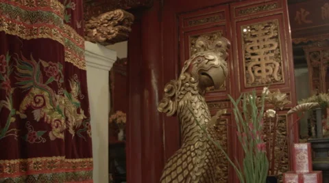 Interior Temple of the Jade Mountain on Sword Lake in Hanoi Stock Footage 48247771