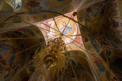 The interior of the temple in the Nikolo-Solbinsky convent. Pereslavl distric Stock Photos