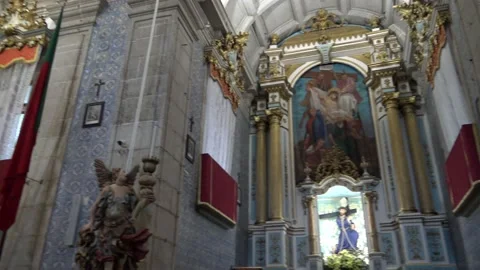 Interior of Templo du bom Jesus, Fão, on Senda litoral, Portugal Vídeo Stock 155501223