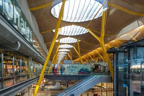 Interior of Terminal 4 at Adolfo Suárez Madrid-Barajas Airport Stock Photos