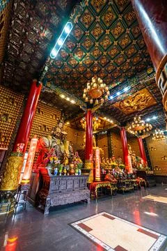 Interior of Thousand Buddha Temple or Chua Van Phat pagoda in District 5, Ho  Stock Photos