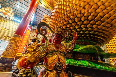 Interior of Thousand Buddha Temple or Chua Van Phat pagoda in District 5, Ho  Stock Photos