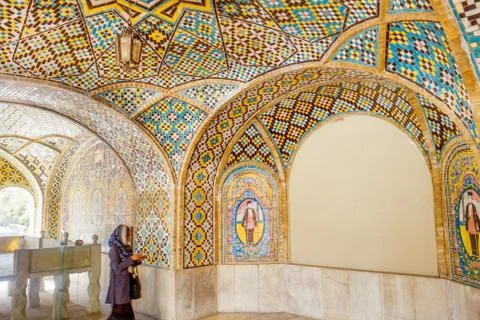 Interior tile art inside Karim Khani Nook. Golestan palace. Stock Photos