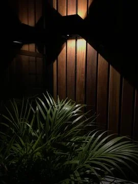Interior of a tiny house at night Stock Photos