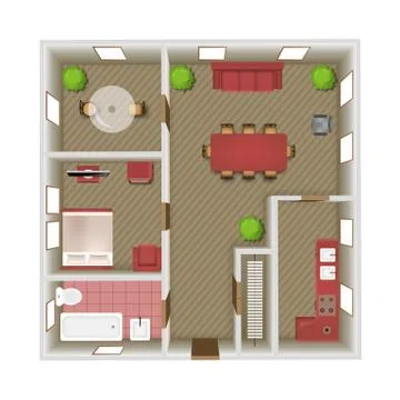 Interior Top View 库存插图