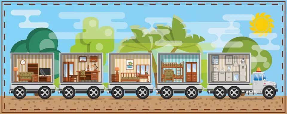 Interior trailer. Stock Illustration