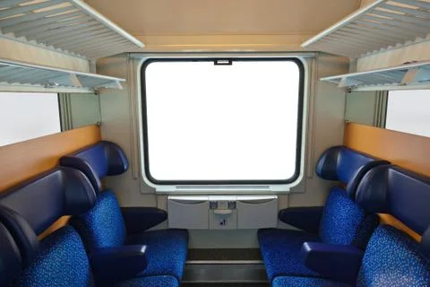 Interior of train and blank window Stock Photos