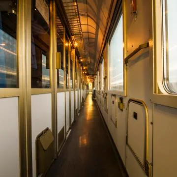 Interior of a train - corridor Stock Photos