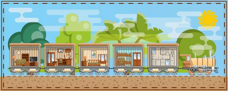 The interior of the train. Stock Illustration