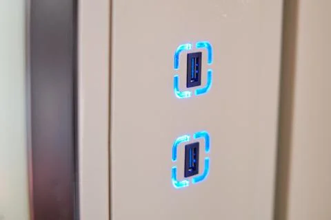 Interior of an train with usb and electronic control panel Stock Photos