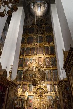 Interior of the Trinity Cathedral in the Pskov Kremlin. The current cathedral Stock Photos