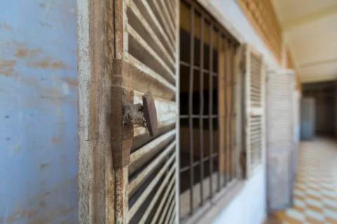 Interior of Tuol Sleng Museum or S21 Prison, Phnom Penh, Cambodia Stock Photos