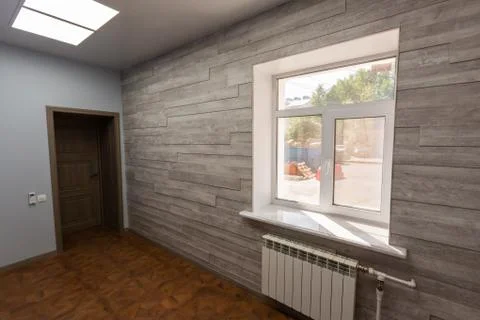 Interior of typical office - empty room - without furniture after construction Stock Photos