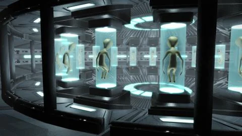 Interior of an UFO with aliens Stock Illustration