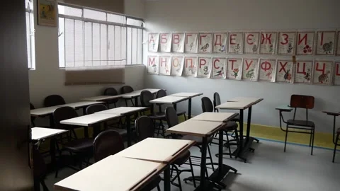 Interior Of The Ukrainian Primary School Classroom Stock-Footage 167761531